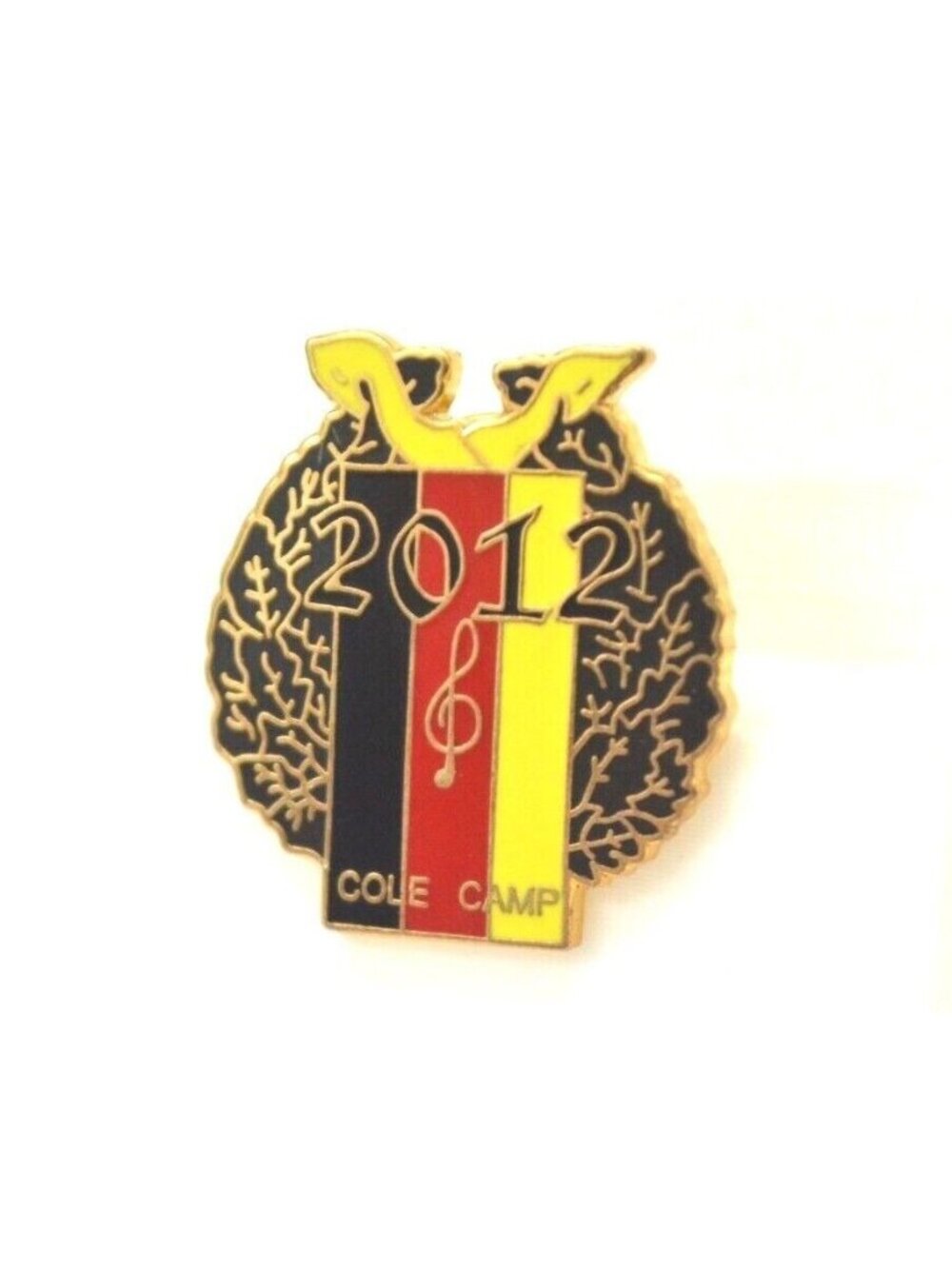 Code Camp Pin 2012 Music Clef Gold Tone Enamel Lapel Hat Bag Gear